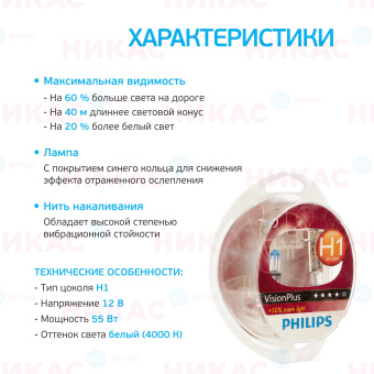 Philips - Vision Plus - H1 (2шт)